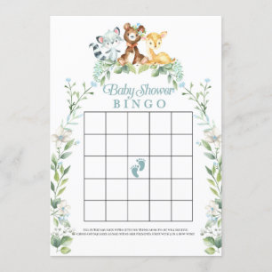 Woodland Baby shower Bingo Game Kaart