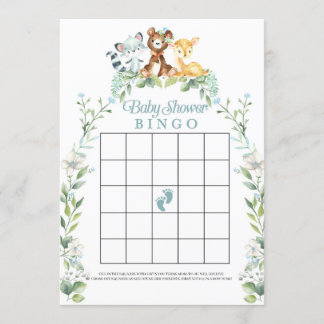 Woodland Baby shower Bingo Game Kaart
