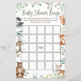 Woodland Baby shower Bingo Kaarten