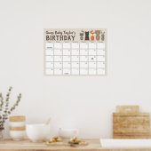Woodland Baby shower Birthday Predication Calendar Poster (Keuken)