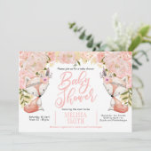 Woodland Baby shower, Bloemen, Vos, Baby shower Kaart (Staand voorkant)