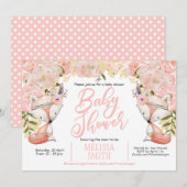 Woodland Baby shower, Bloemen, Vos, Baby shower Kaart (Voorkant / Achterkant)