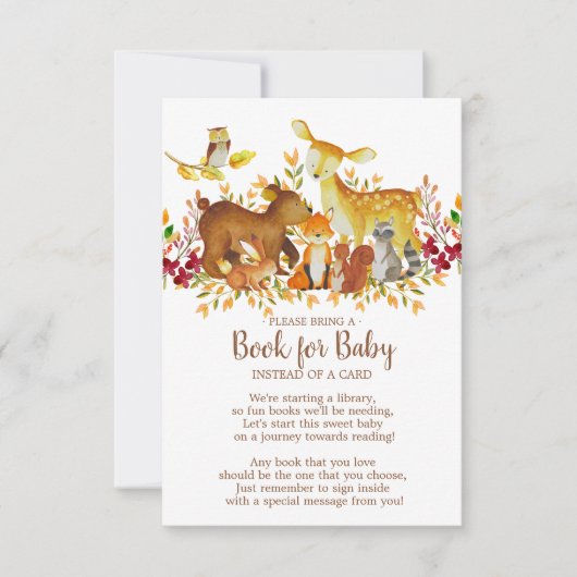 Woodland Baby shower Boek voor Baby Kaart (Voorkant)