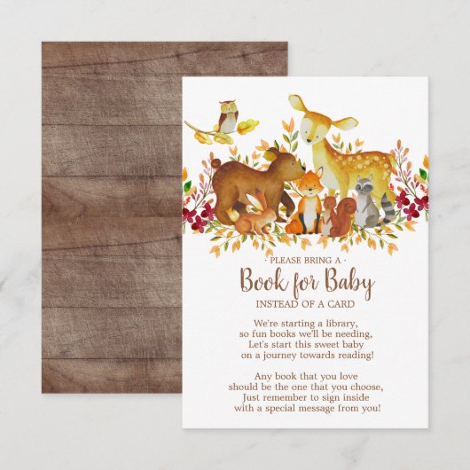 Woodland Baby shower Boek voor Baby Kaart (Voorkant / Achterkant)