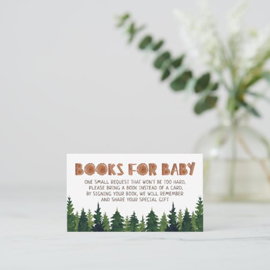Woodland Baby shower Book Request Enclosure Card Informatiekaartje (Staand voorkant)