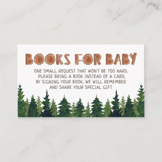 Woodland Baby shower Book Request Enclosure Card Informatiekaartje (Voorkant)