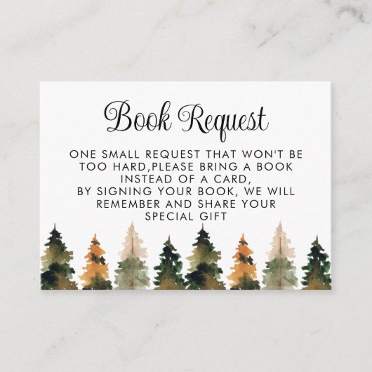 Woodland Baby shower Book Request Enclosure Card Informatiekaartje (Voorkant)