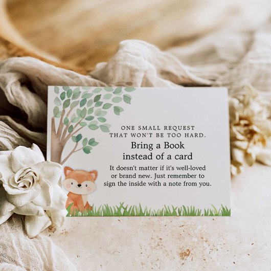 Woodland Baby shower Book Request Enclosure Card Informatiekaartje