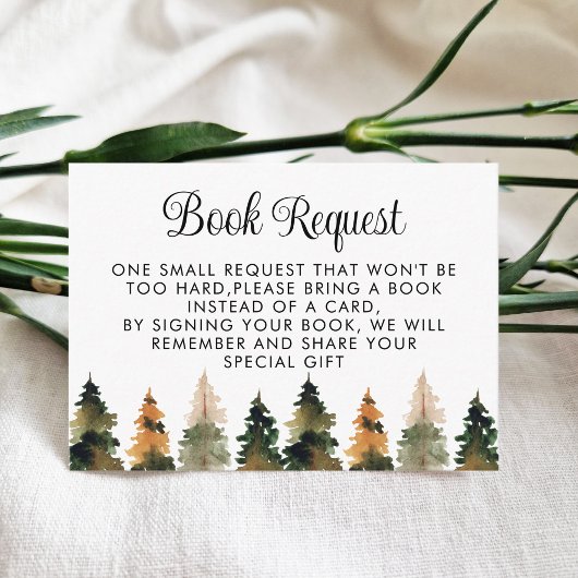 Woodland Baby shower Book Request Enclosure Card Informatiekaartje