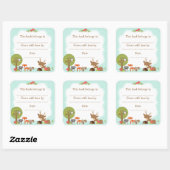Woodland Baby shower Bookplate sticker blauw (Vel)