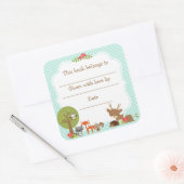 Woodland Baby shower Bookplate sticker blauw (Envelop)