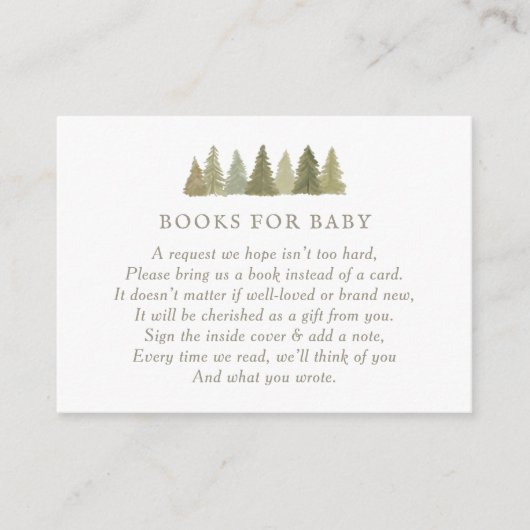 Woodland Baby shower Books for Baby Request Informatiekaartje (Voorkant)