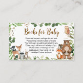 Woodland Baby Shower Books for Baby Visitekaartje (Voorkant)