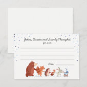 Woodland baby shower Boy Blue Diapers game card Advieskaart (Voorkant / Achterkant)