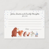 Woodland baby shower Boy Blue Diapers game card Advieskaart (Voorkant)