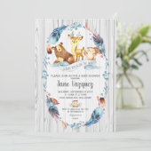 Woodland Baby shower Boy Boho Forest Animals Kaart (Staand voorkant)
