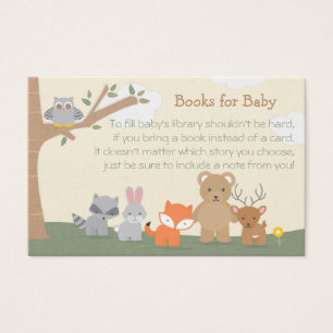 Woodland Baby shower Bring a Book Request Visitekaartje