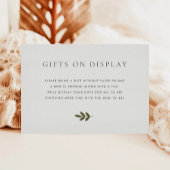 Woodland Baby shower Cadeaus op Display Kaart