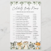 Woodland Baby shower Celebrity Baby Names Game (Voorkant)