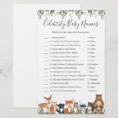 Woodland Baby shower Celebrity Baby Names Game (Voorkant / Achterkant)