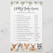 Woodland Baby shower Celebrity Baby Names Game (Voorkant)