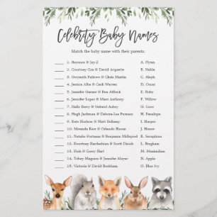 Woodland Baby shower Celebrity Baby Names Game