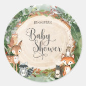 Woodland Baby shower Classic Round Sticker (Voorkant)