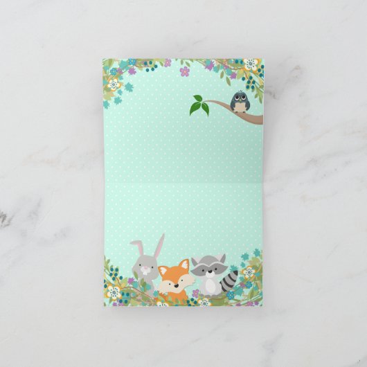 Woodland Baby shower Dank u Kaarten