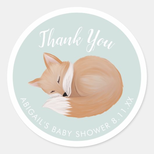 Woodland Baby shower, dank u ronde Sticker (Voorkant)