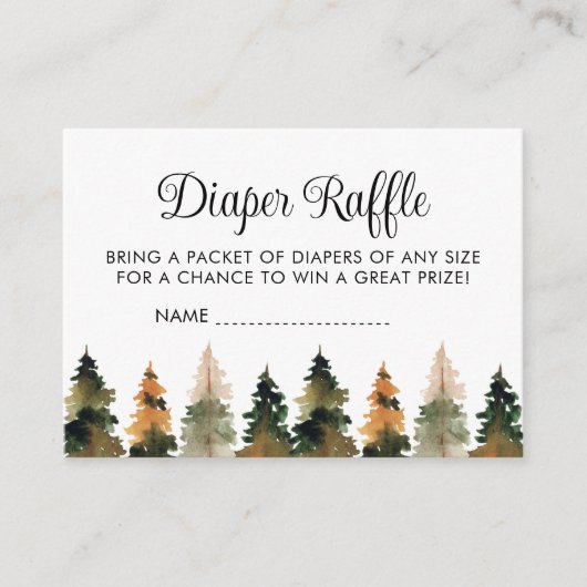 Woodland Baby shower Diaper Raffle Enclosure Card Informatiekaartje (Voorkant)