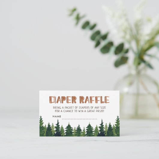 Woodland Baby shower Diaper Raffle Enclosure Card Informatiekaartje (Staand voorkant)