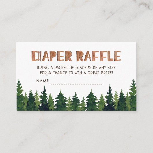 Woodland Baby shower Diaper Raffle Enclosure Card Informatiekaartje (Voorkant)
