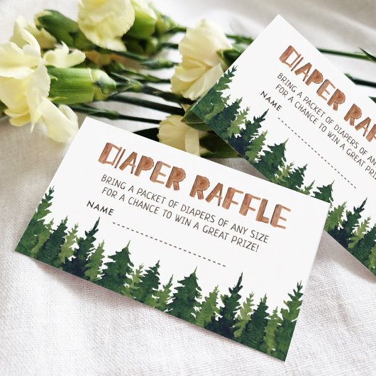 Woodland Baby shower Diaper Raffle Enclosure Card Informatiekaartje