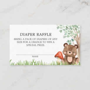 Woodland Baby shower Diaper Raffle Enclosure Card Informatiekaartje