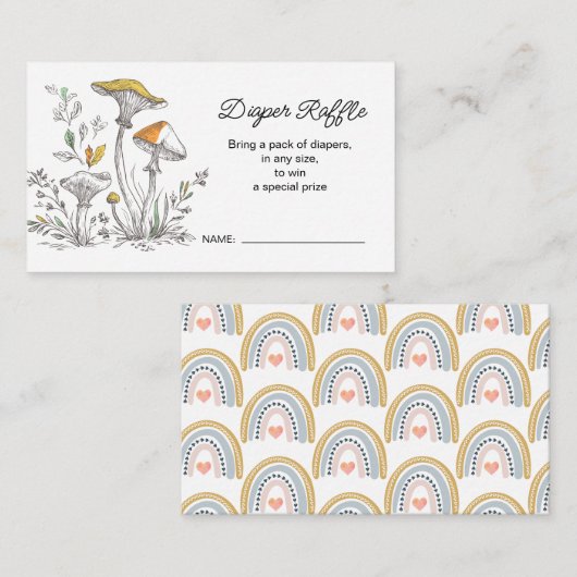 Woodland Baby Shower Diaper Raffle Informatiekaartje (Voorkant / Achterkant)