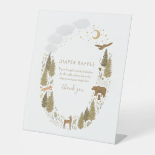 Woodland Baby shower Diaper Raffle Reclamebord Met Voetstuk
