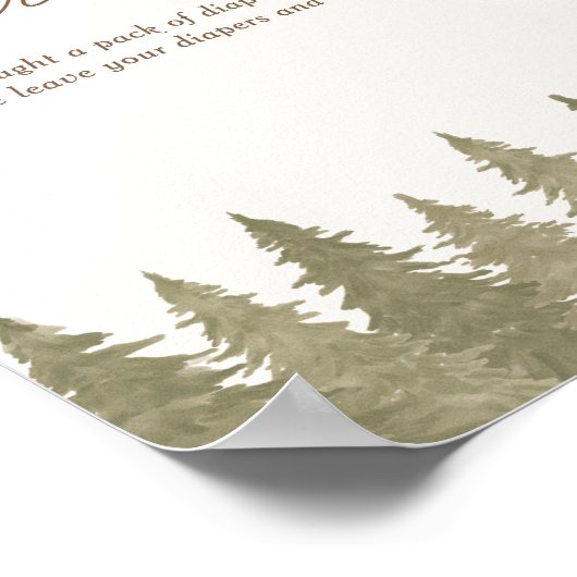 Woodland Baby shower Diaper Raffle Sign Poster (Hoek)