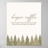 Woodland Baby shower Diaper Raffle Sign Poster (Voorkant)