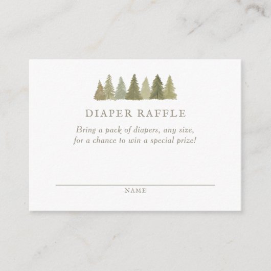 Woodland Baby shower Diaper Raffle Ticket Informatiekaartje (Voorkant)