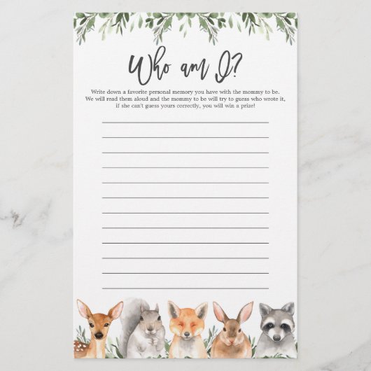 Woodland Baby shower die ik ben (Voorkant)