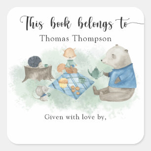 Woodland Baby shower - dit boek behoort tot Vierkante Sticker