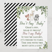 Woodland Baby shower Dont Say Baby Sign 5x7 Kaart (Voorkant / Achterkant)