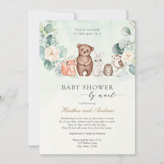 Woodland Baby shower door Mail Forest Animals Kaart (Voorkant)