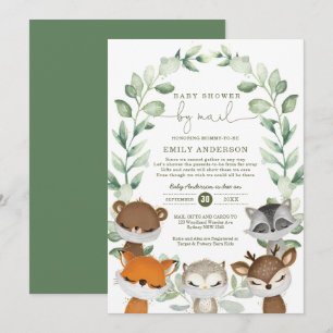 Woodland Baby shower door Mail Greenery Quarantine Kaart