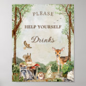 Woodland Baby Shower Drinks Station Poster (Voorkant)