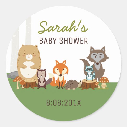 Woodland Baby shower Favor Sticker (Voorkant)