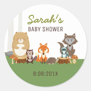 Woodland Baby shower Favor Sticker