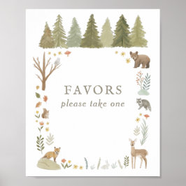 Woodland Baby shower Favors Sign Poster