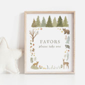 Woodland Baby shower Favors Sign Poster