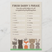 Woodland Baby shower Finish Papa's Phrase Game Flyer (Voorkant)